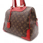 LOUIS VUITTON Retiro PM Handbag, Boston, 2-Way, Leather/PVC, Brown/Red, Women's