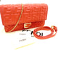 Unused Fendi Baguette Chain Shoulder Bag Orange FF Logo Leather Crossbody 2-Way