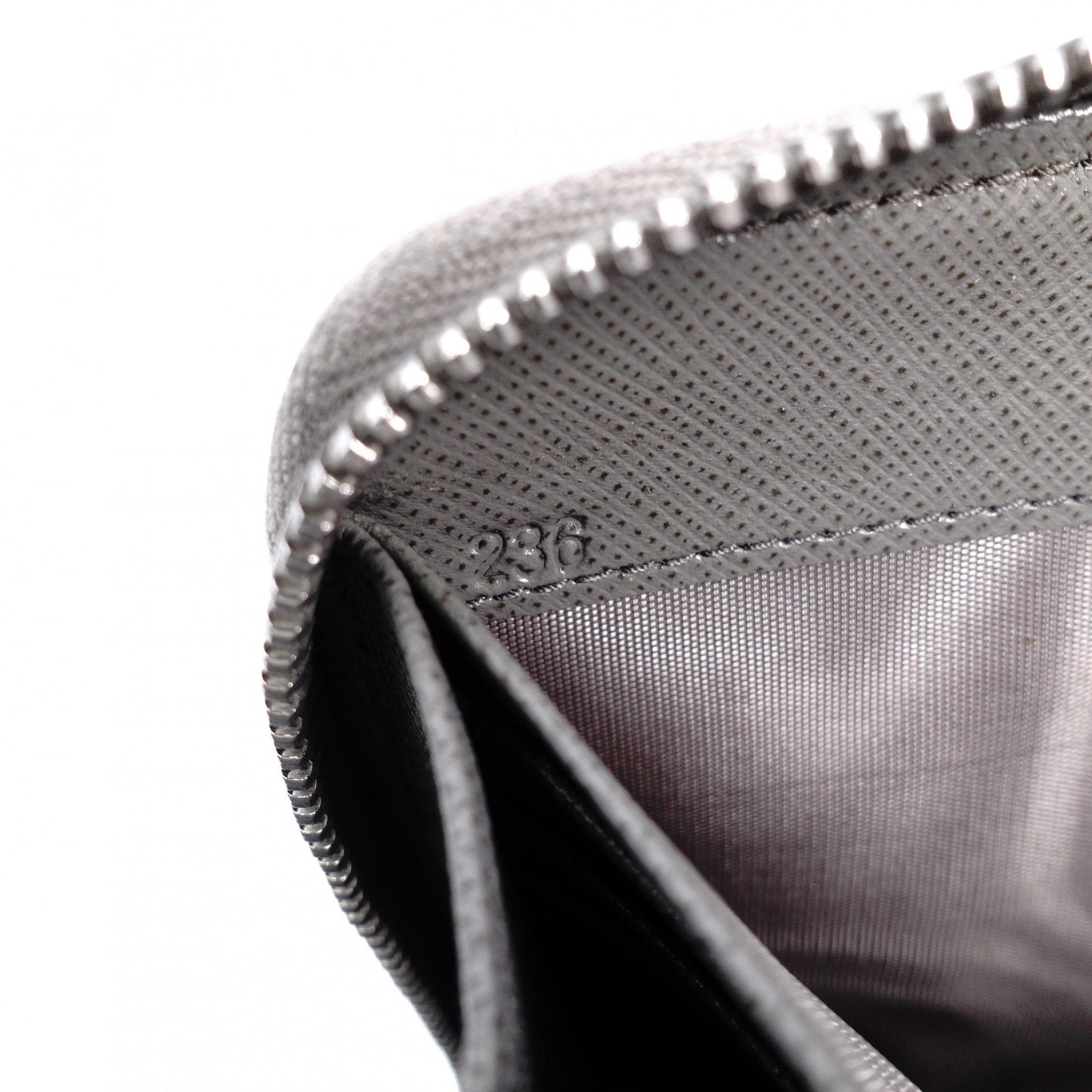 PRADA Saffiano Leather Long Wallet, Gray with Silver Hardware