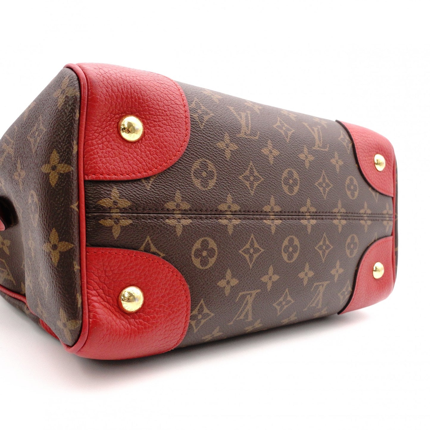 LOUIS VUITTON Retiro PM Handbag, Boston, 2-Way, Leather/PVC, Brown/Red, Women's
