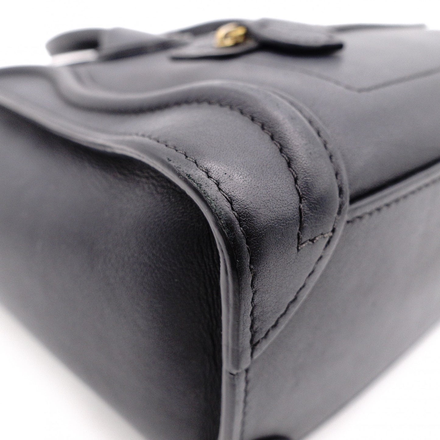 CELINE Luggage Nano Handbag, Leather, Black, 2-Way Crossbody/Shoulder Bag