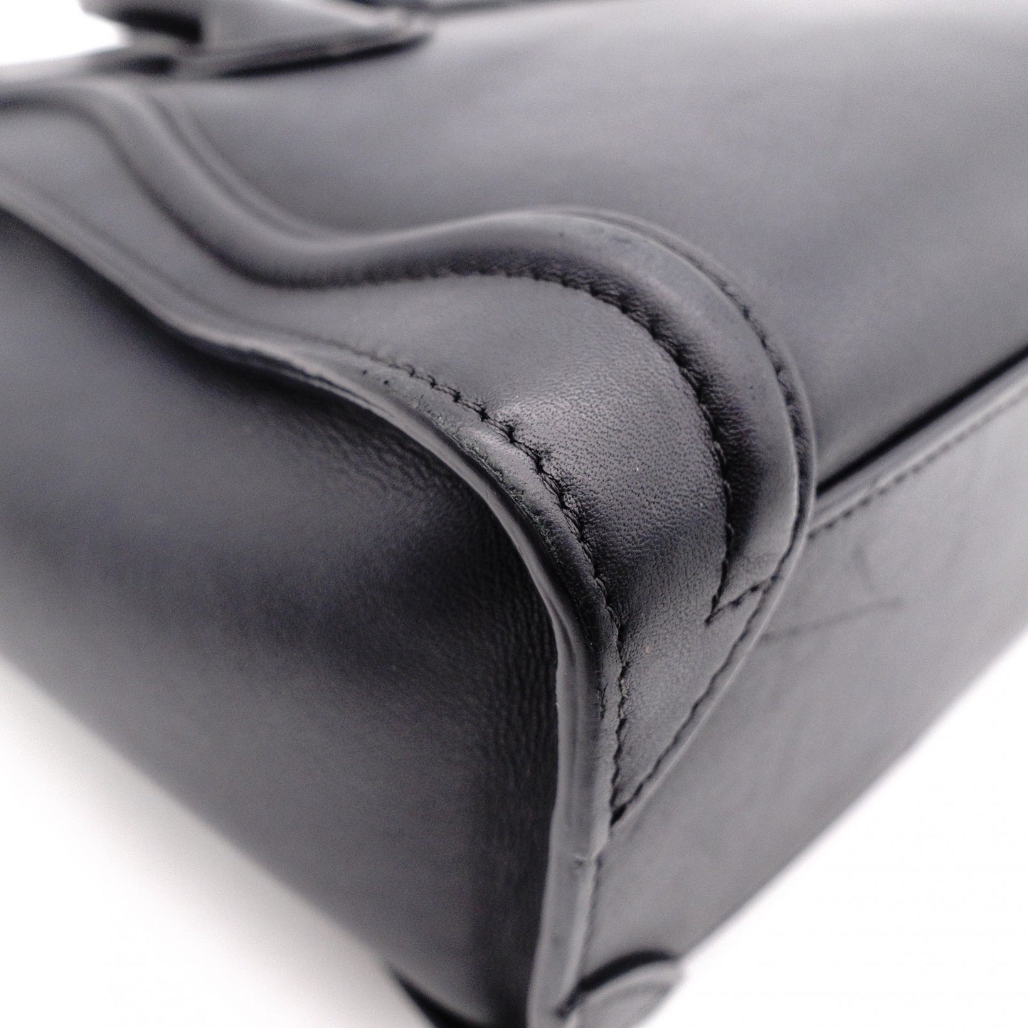 CELINE Luggage Nano Handbag, Leather, Black, 2-Way Crossbody/Shoulder Bag