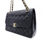 CHANEL W-Flap Quilted Shoulder Bag Leather Black