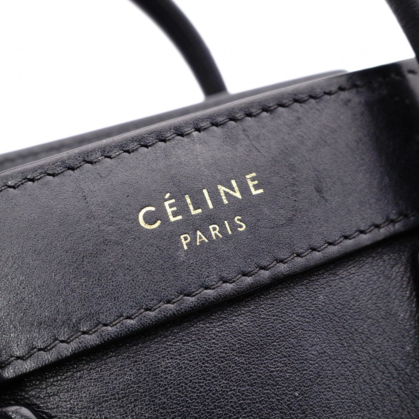 CELINE Luggage Nano Handbag, Leather, Black, 2-Way Crossbody/Shoulder Bag