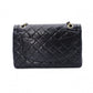 CHANEL W-Flap Quilted Shoulder Bag Leather Black