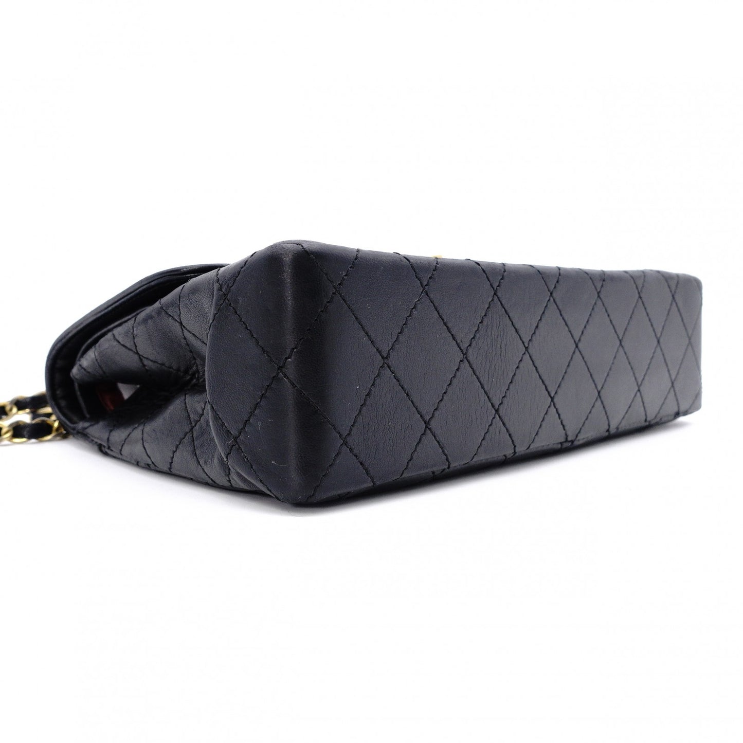 CHANEL W-Flap Quilted Shoulder Bag Leather Black