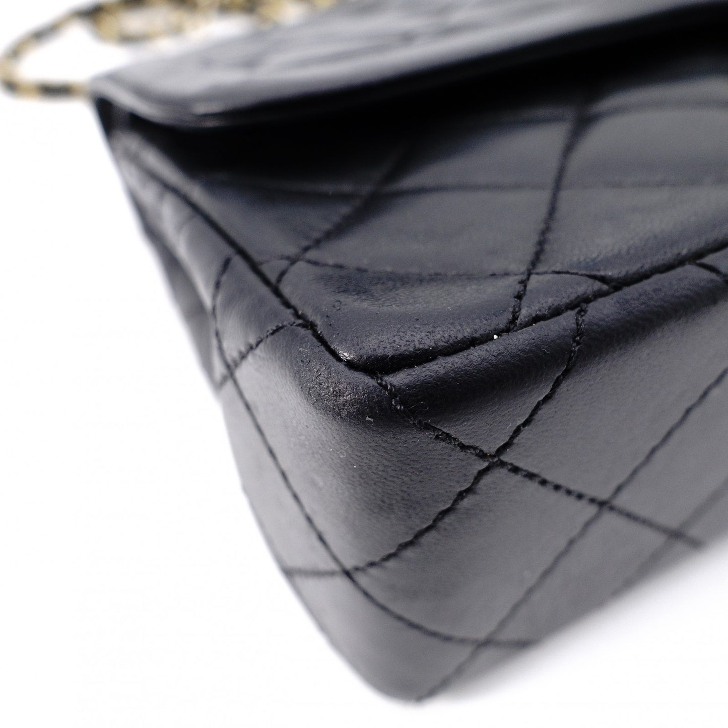 CHANEL W-Flap Quilted Shoulder Bag Leather Black