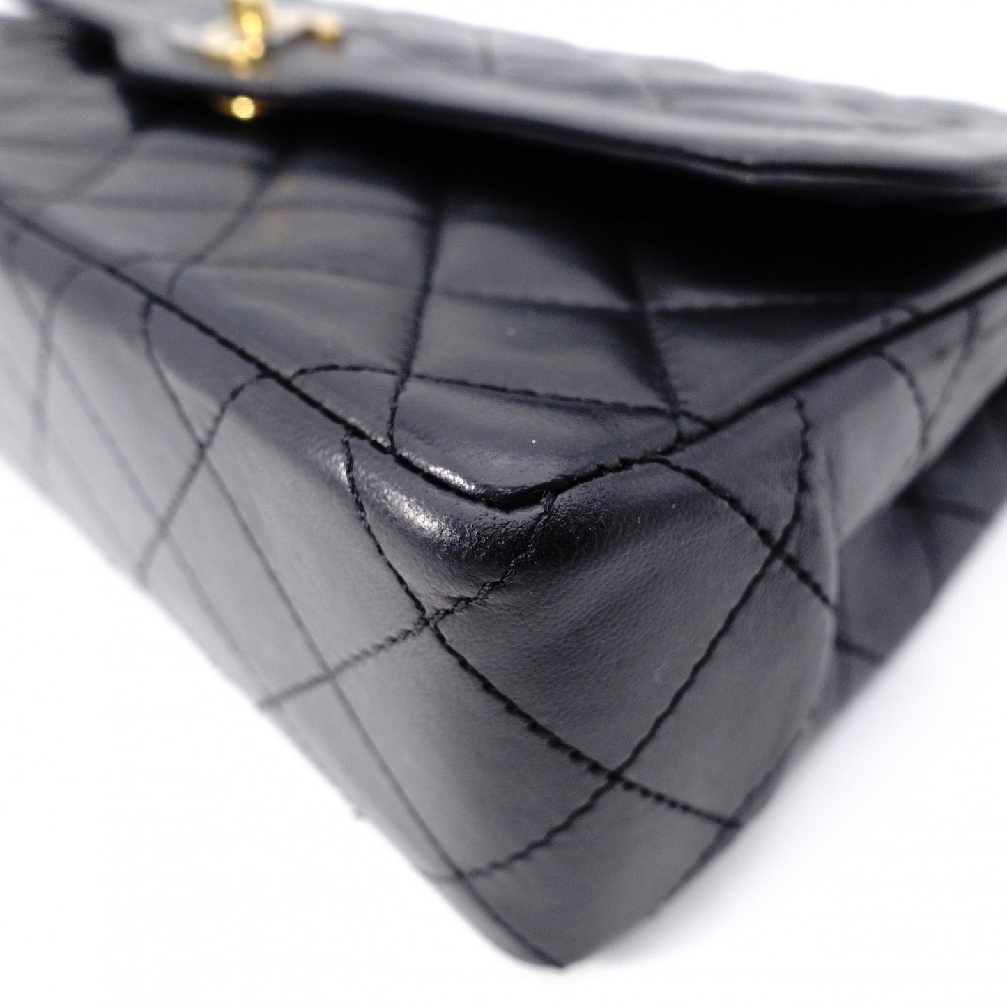 CHANEL W-Flap Quilted Shoulder Bag Leather Black