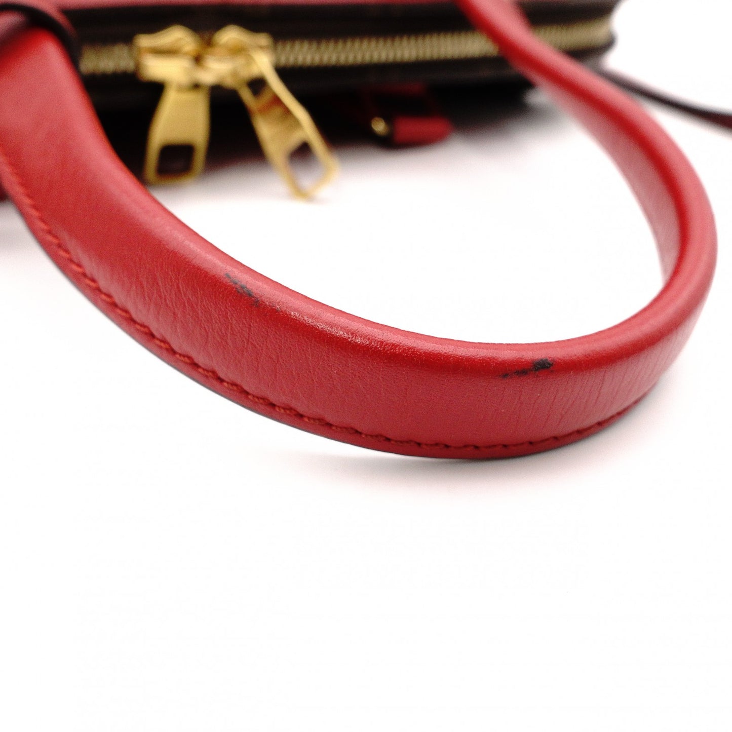 LOUIS VUITTON Retiro PM Handbag, Boston, 2-Way, Leather/PVC, Brown/Red, Women's