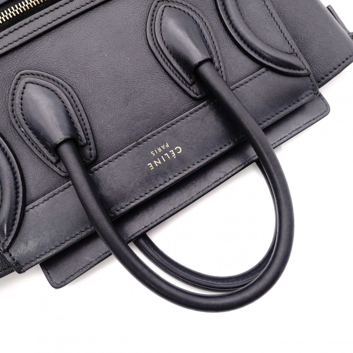 CELINE Luggage Nano Handbag, Leather, Black, 2-Way Crossbody/Shoulder Bag