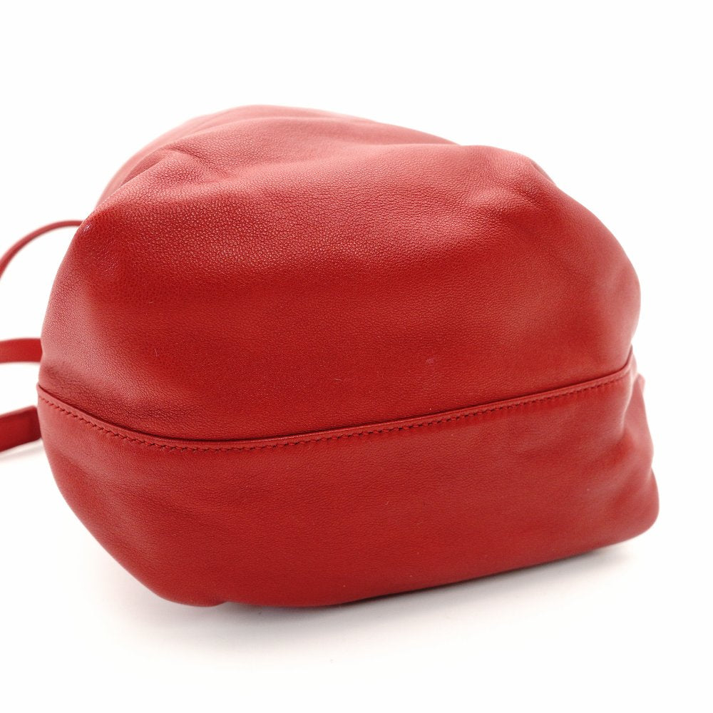 SAINT LAURENT Teddy Small Drawstring Shoulder Bag Red Leather Red Chain Crossbody 7-11-378