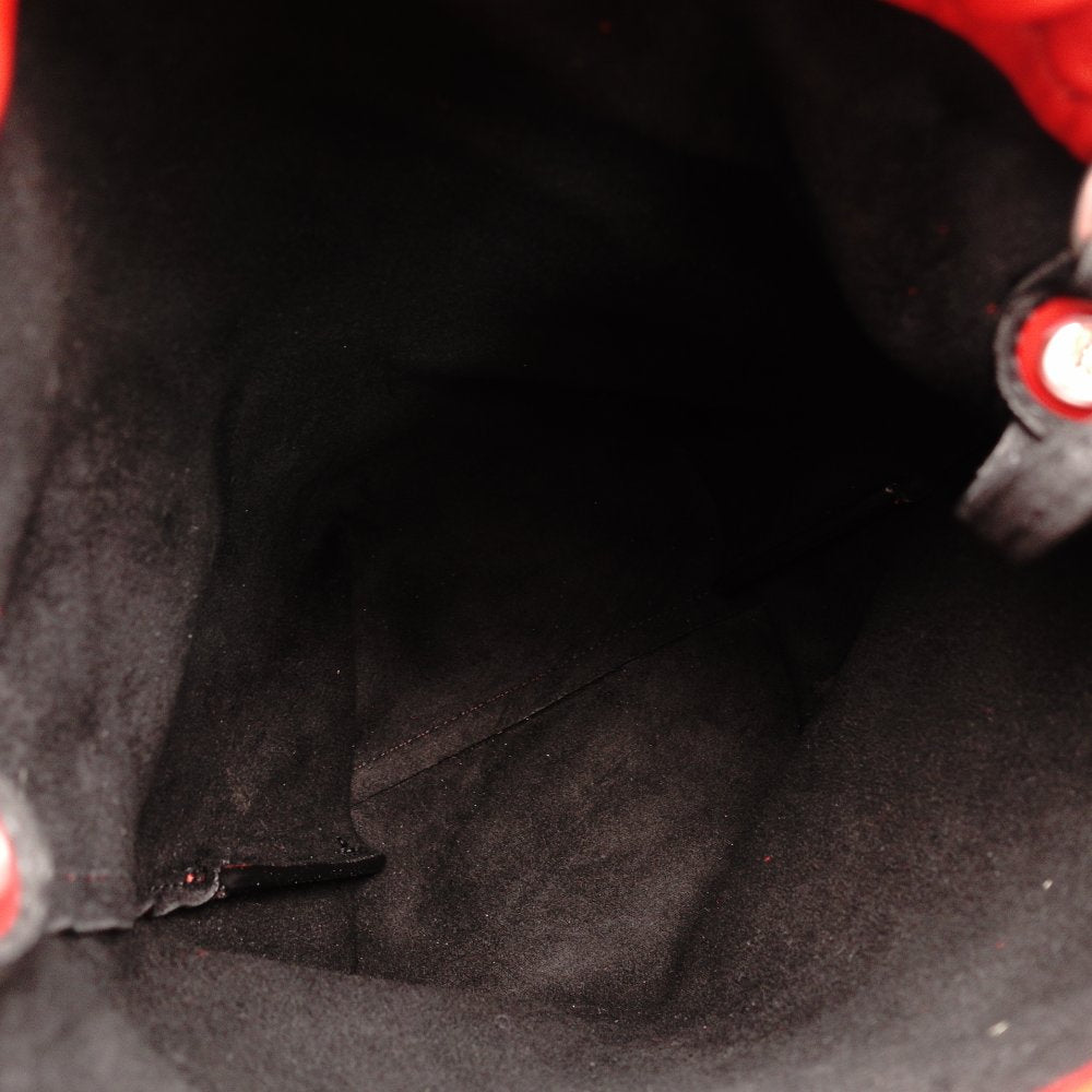 SAINT LAURENT Teddy Small Drawstring Shoulder Bag Red Leather Red Chain Crossbody 7-11-378