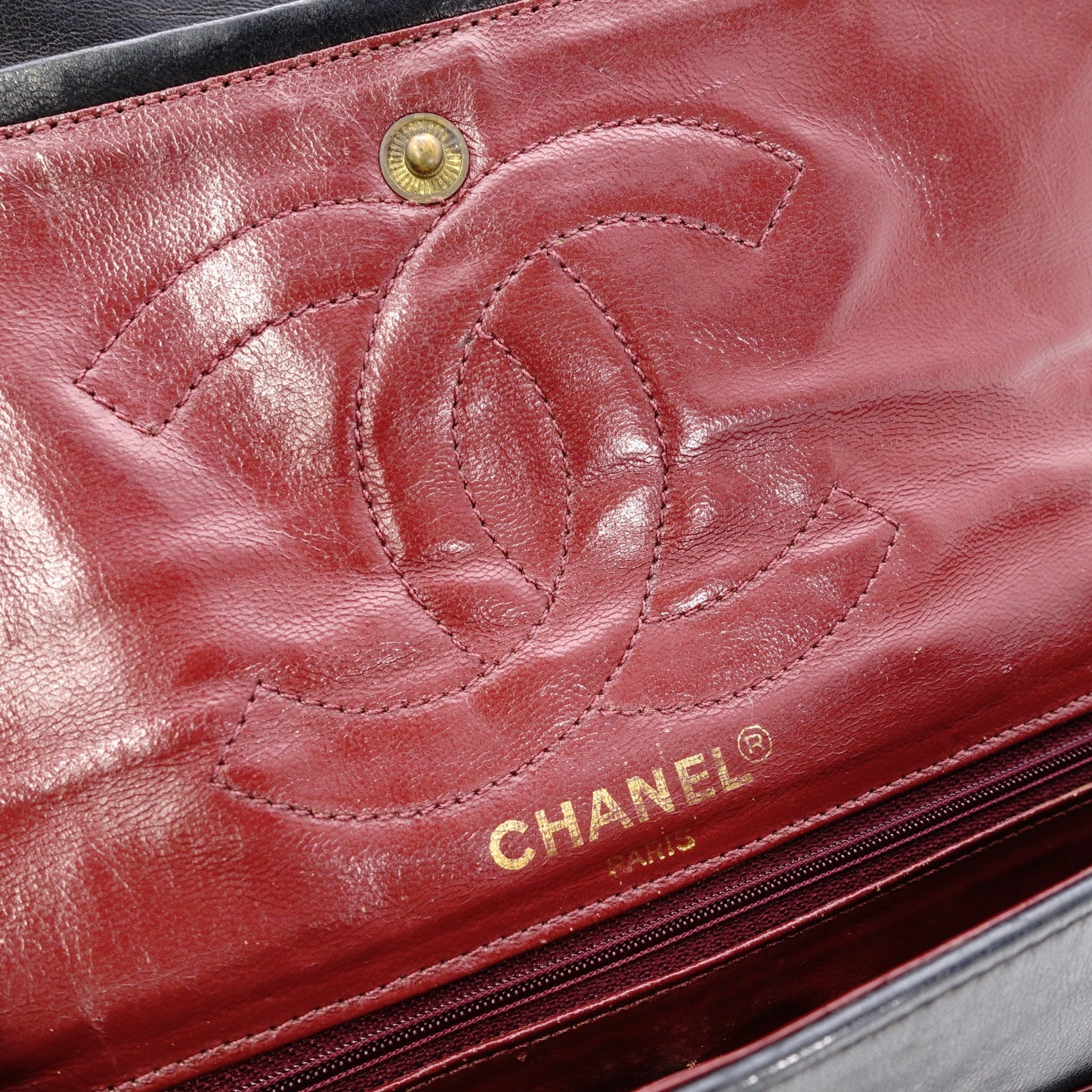 CHANEL W-Flap Quilted Shoulder Bag Leather Black