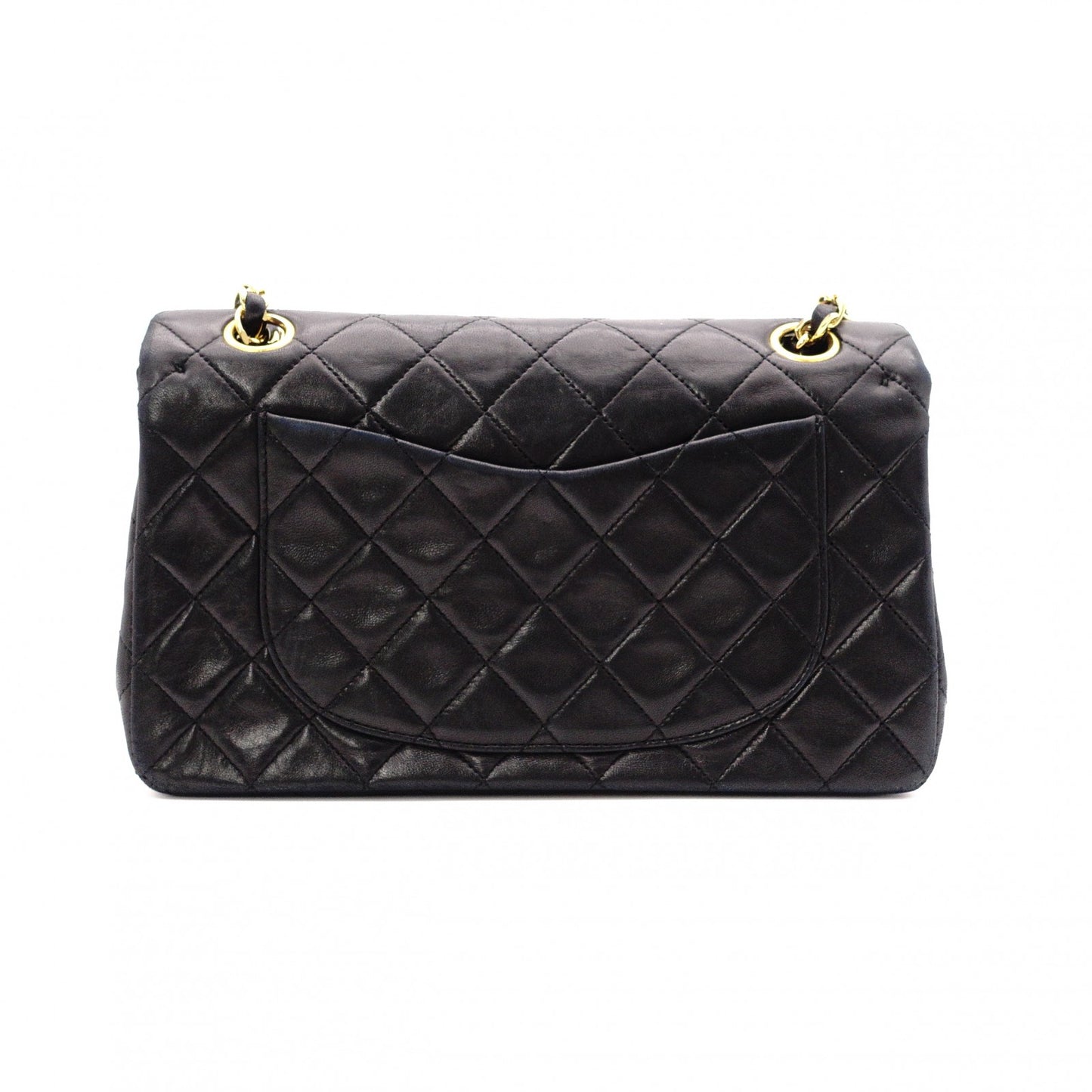 CHANEL W Flap Matelassé Lambskin Classic Shoulder Bag, Leather, Black, Gold Hardware, Crossbody