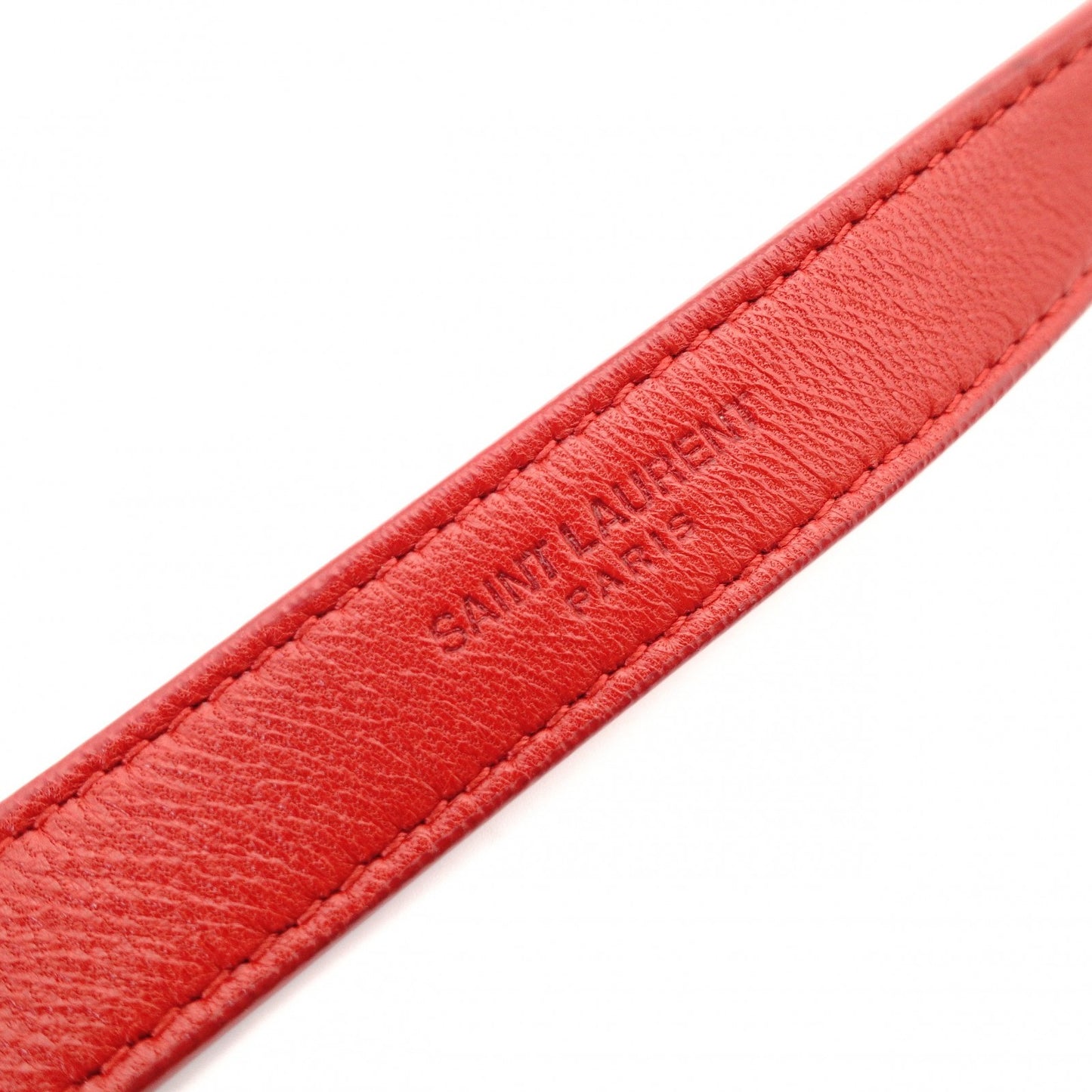 SAINT LAURENT Teddy Small Drawstring Shoulder Bag Red Leather Red Chain Crossbody 7-11-378