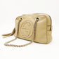 GUCCI Soho Chain Shoulder Bag Beige Crossbody Leather GG Logo Gold Hardware
