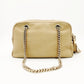 GUCCI Soho Chain Shoulder Bag Beige Crossbody Leather GG Logo Gold Hardware