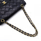 CHANEL W-Flap Quilted Shoulder Bag Leather Black