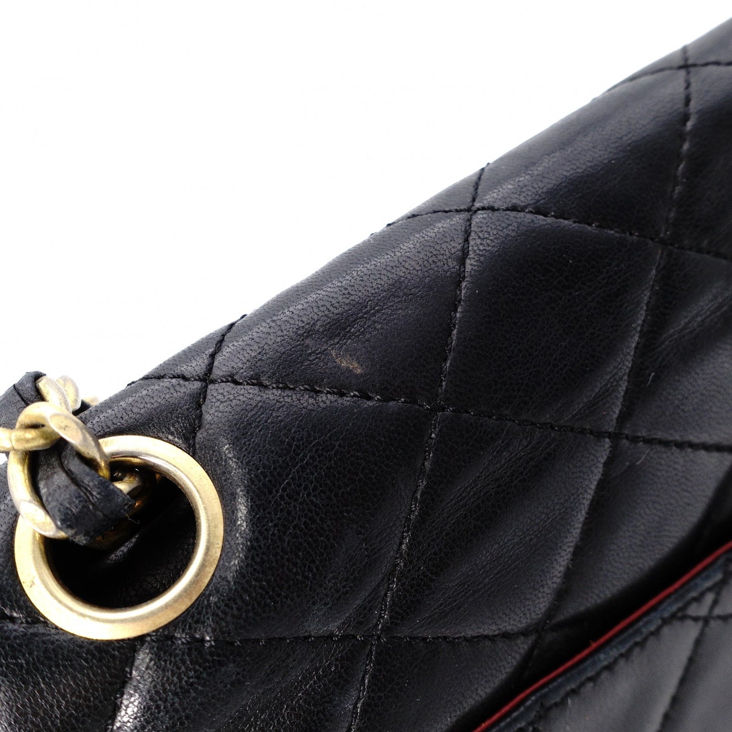 CHANEL W-Flap Quilted Shoulder Bag Leather Black