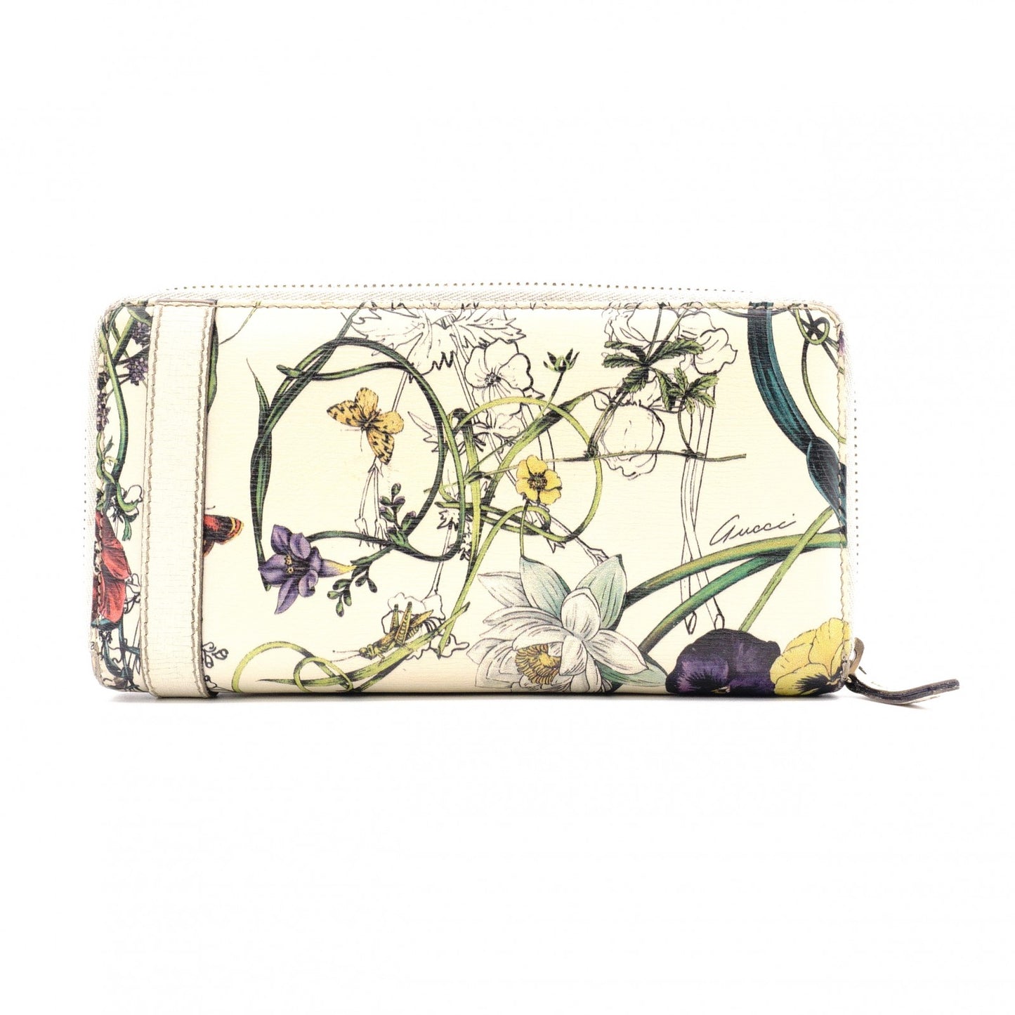 GUCCI Flora Long Wallet, Leather, Beige