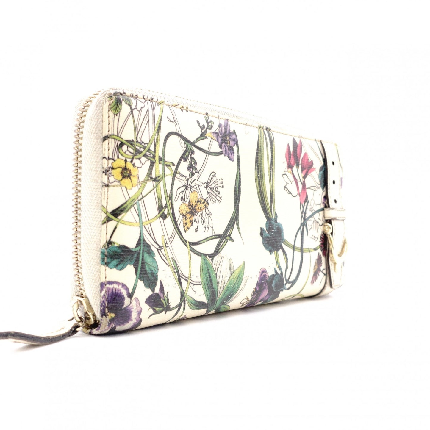 GUCCI Flora Long Wallet, Leather, Beige