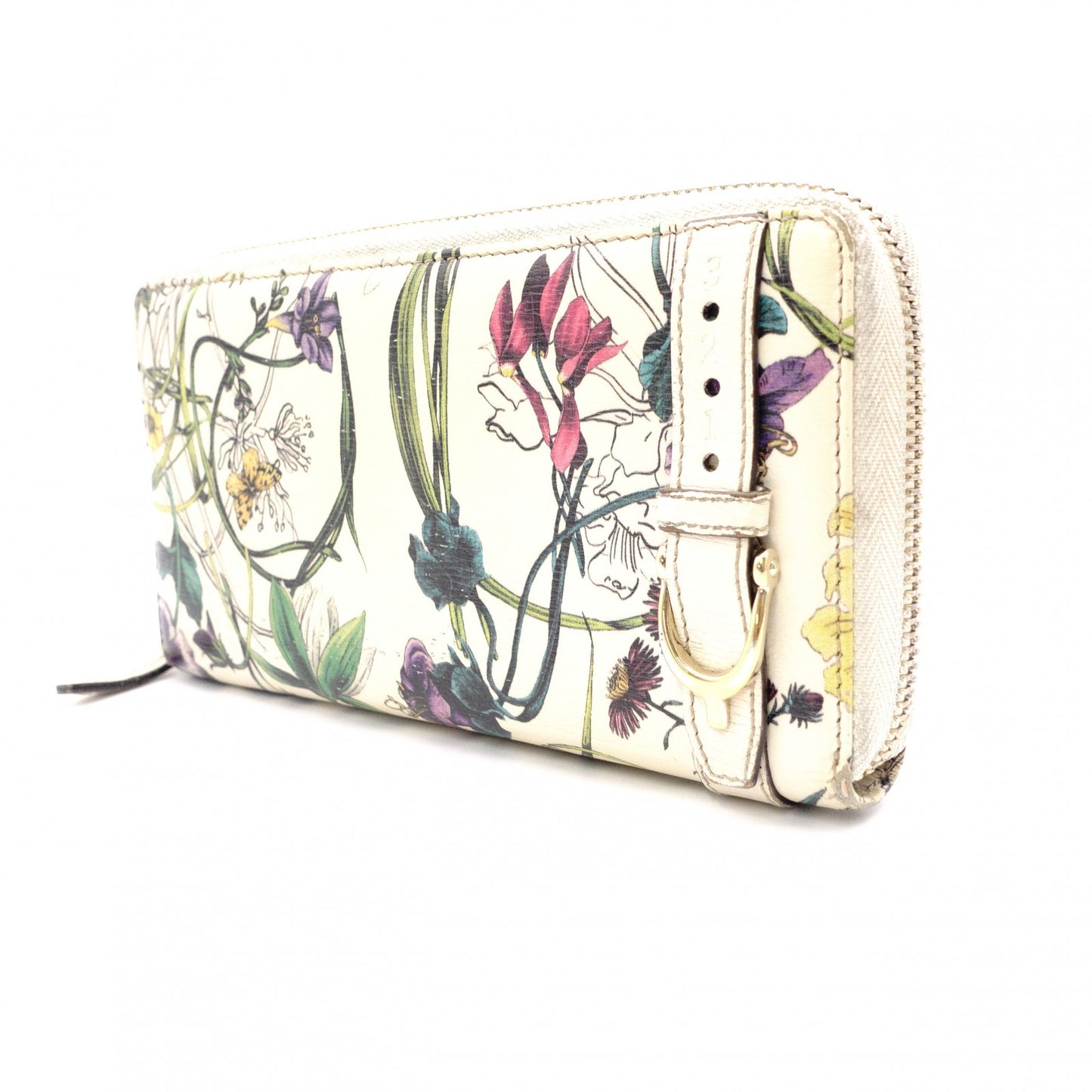 GUCCI Flora Long Wallet, Leather, Beige