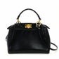 FENDI Mini Peekaboo Handbag Black Leather 2-Way Crossbody Black Gold Hardware 7-10-1013