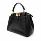 FENDI Mini Peekaboo Handbag Black Leather 2-Way Crossbody Black Gold Hardware 7-10-1013