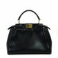 FENDI Mini Peekaboo Handbag Black Leather 2-Way Crossbody Black Gold Hardware 7-10-1013