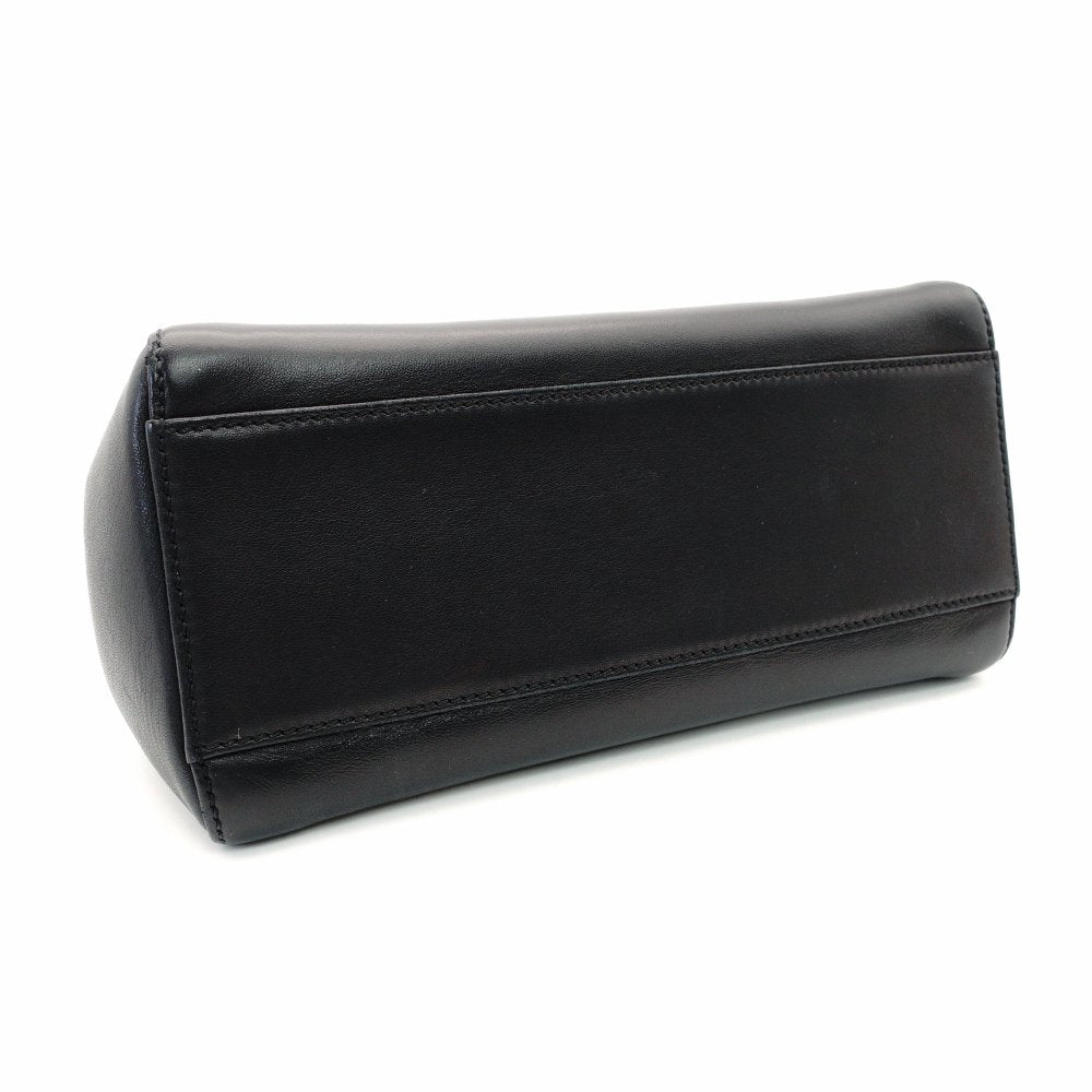 FENDI Mini Peekaboo Handbag Black Leather 2-Way Crossbody Black Gold Hardware 7-10-1013