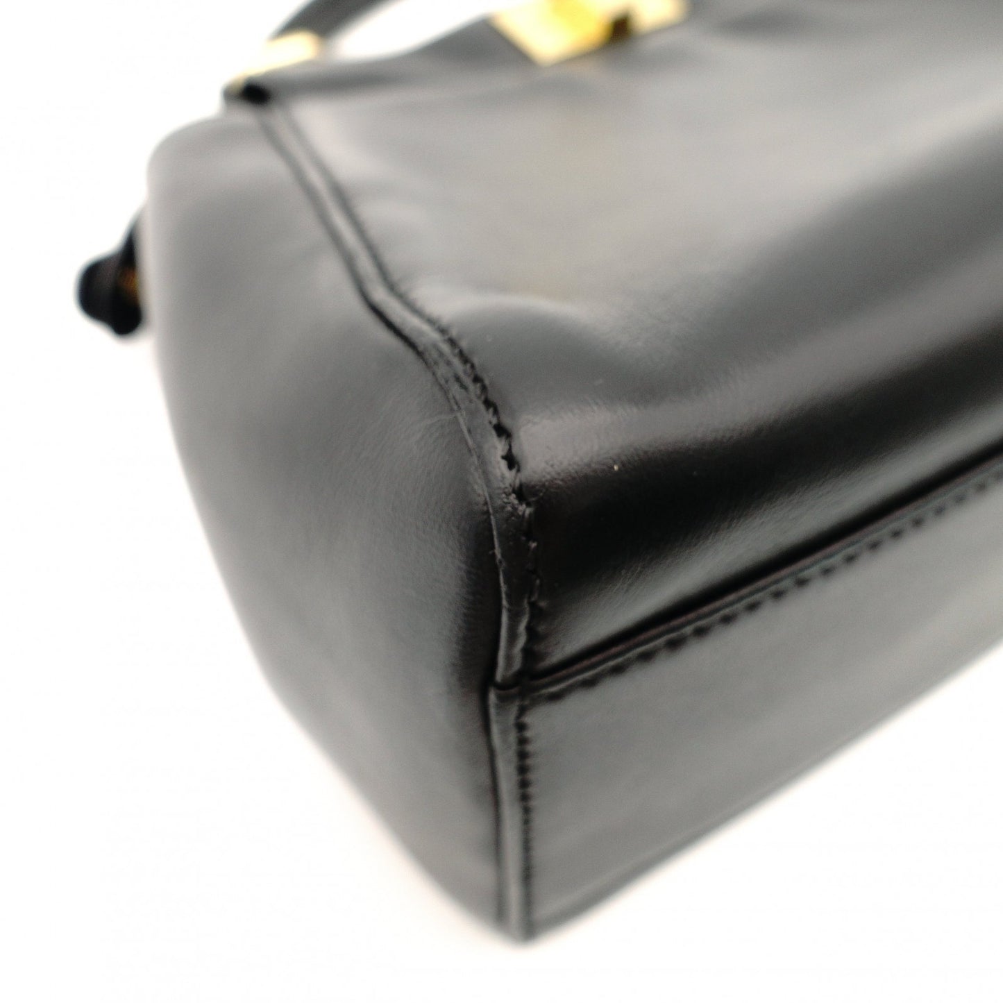 FENDI Mini Peekaboo Handbag Black Leather 2-Way Crossbody Black Gold Hardware 7-10-1013