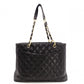 CHANEL GST Matelassé Caviar Skin Shoulder Bag, Tote Bag, Leather, Black, Gold Hardware