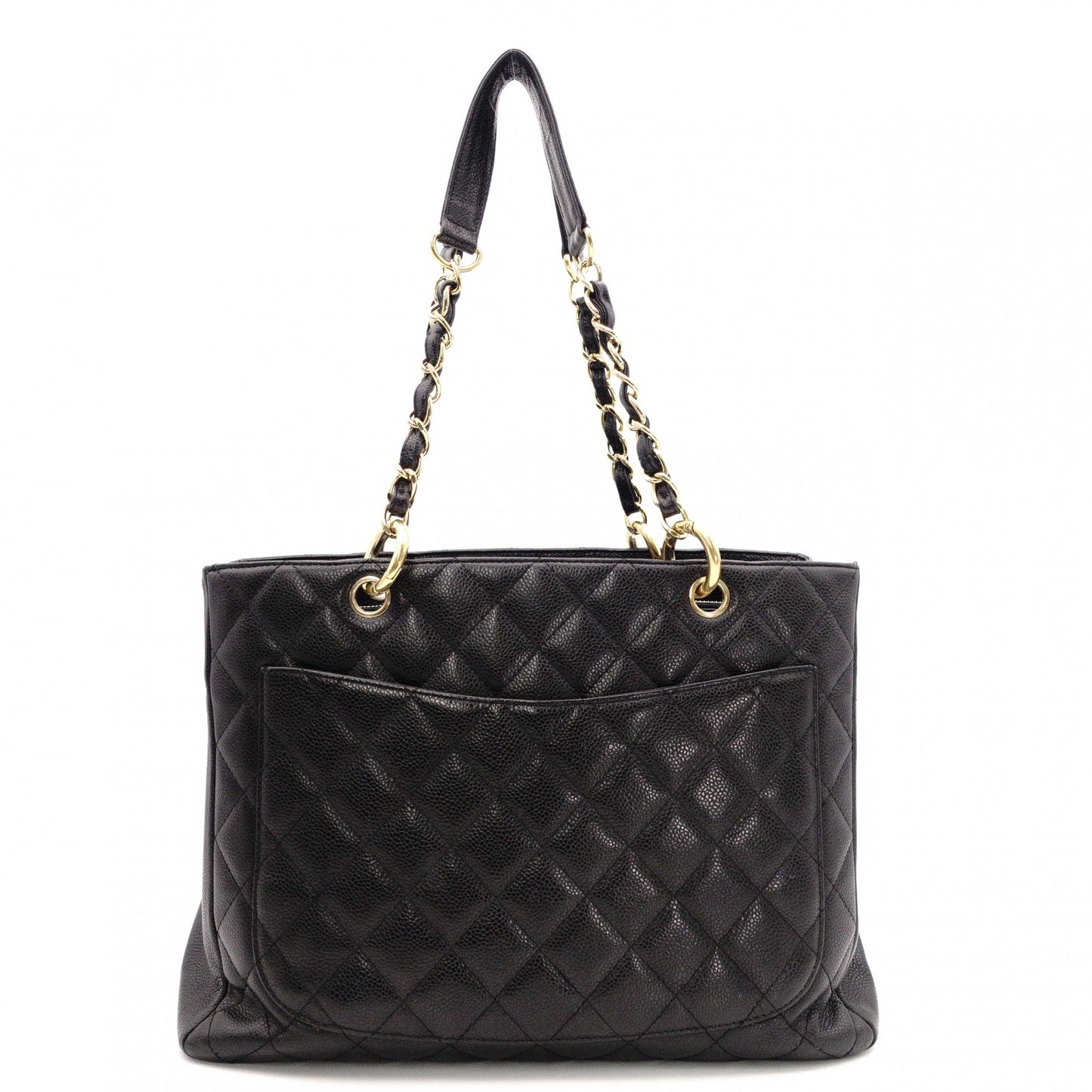 CHANEL GST Matelassé Caviar Skin Shoulder Bag, Tote Bag, Leather, Black, Gold Hardware