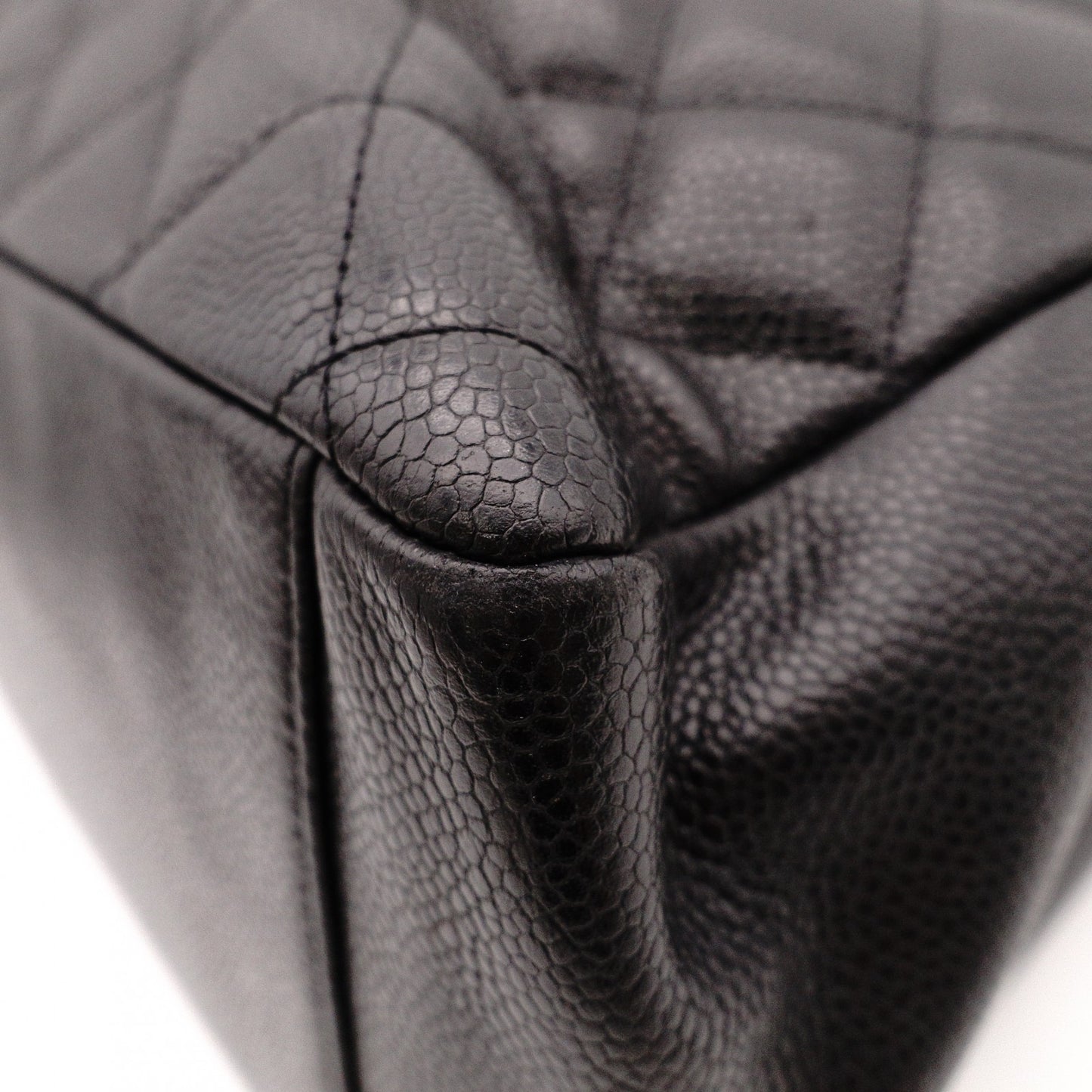 CHANEL GST Matelassé Caviar Skin Shoulder Bag, Tote Bag, Leather, Black, Gold Hardware