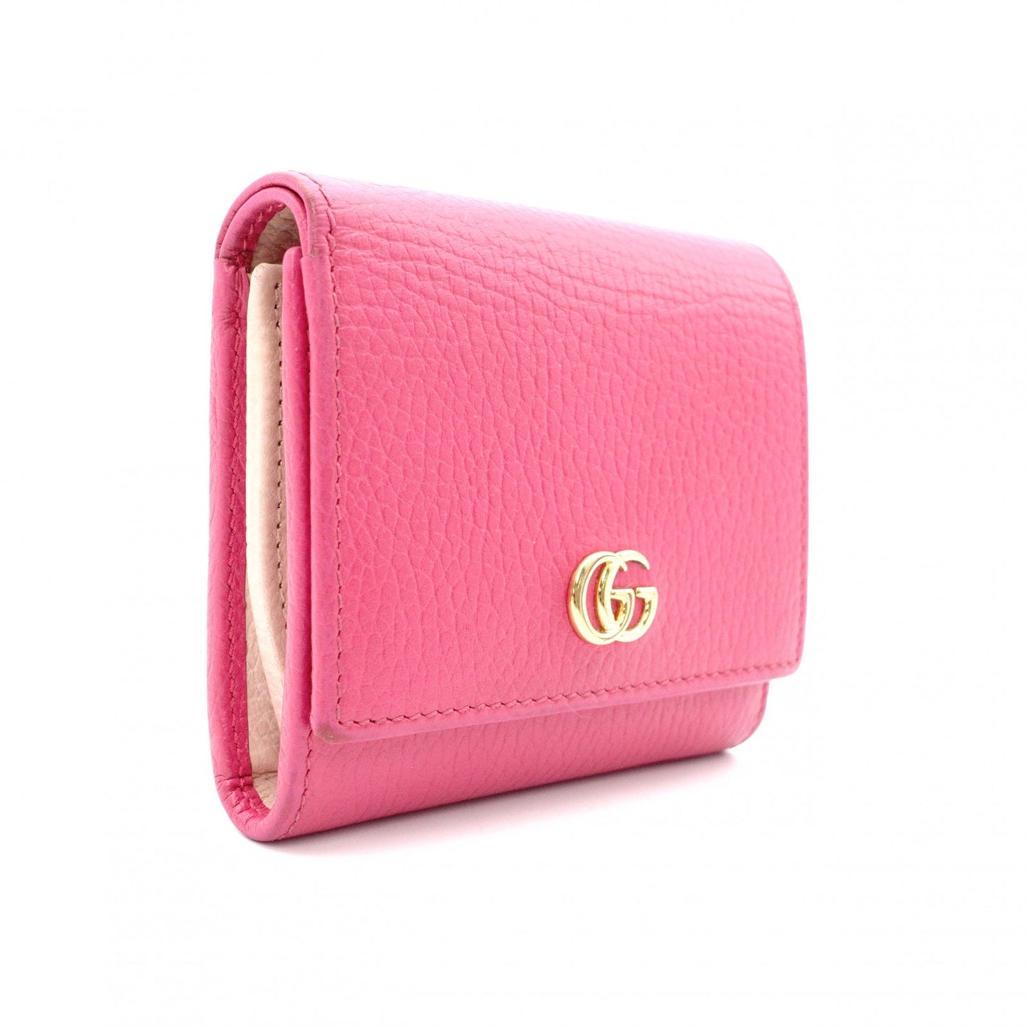 GUCCI GG Marmont Bifold Wallet, Leather, Pink, Gold Hardware