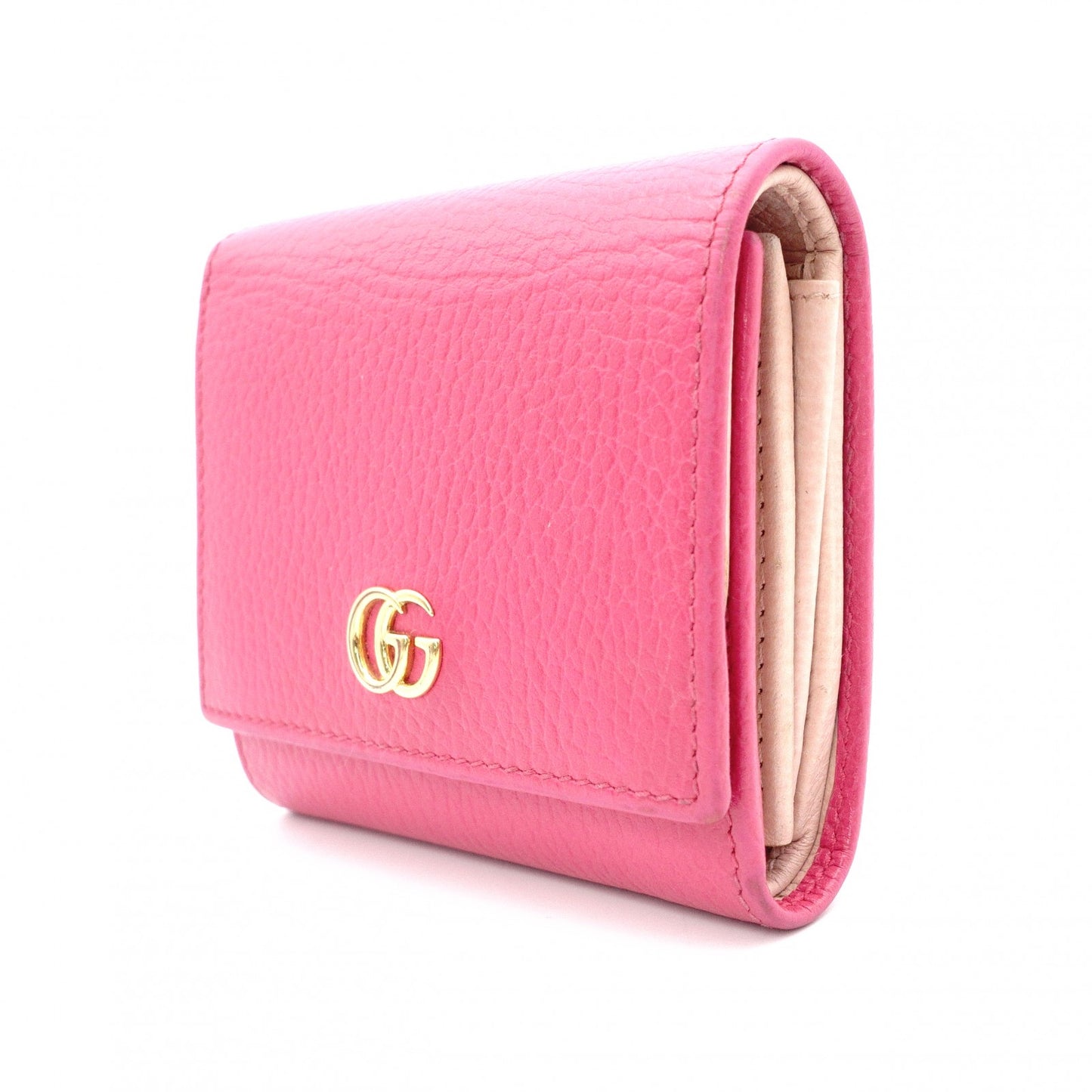 GUCCI GG Marmont Bifold Wallet, Leather, Pink, Gold Hardware
