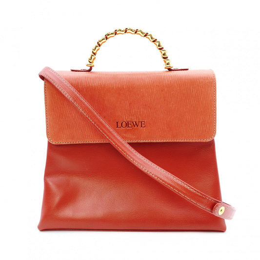 LOEWE Velasquez Handbag Leather Orange 2-Way