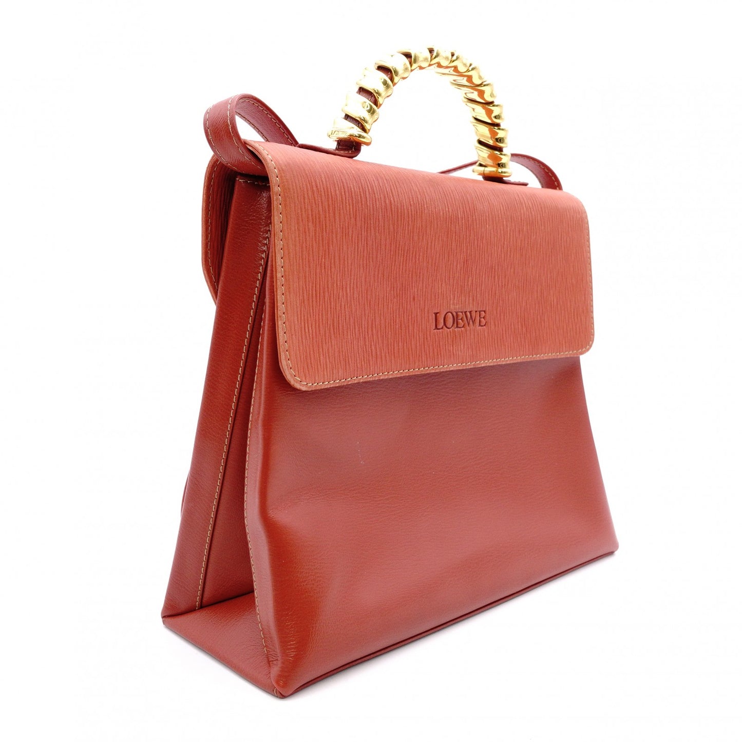 LOEWE Velasquez Handbag Leather Orange 2-Way