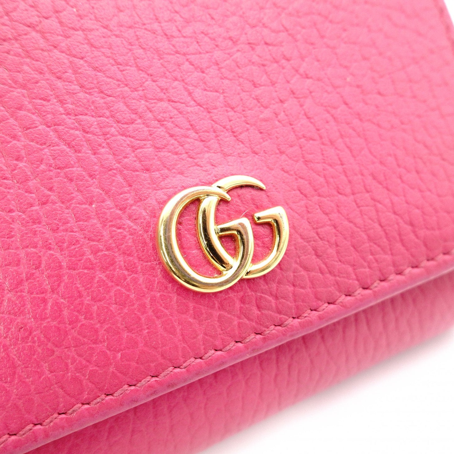 GUCCI GG Marmont Bifold Wallet, Leather, Pink, Gold Hardware