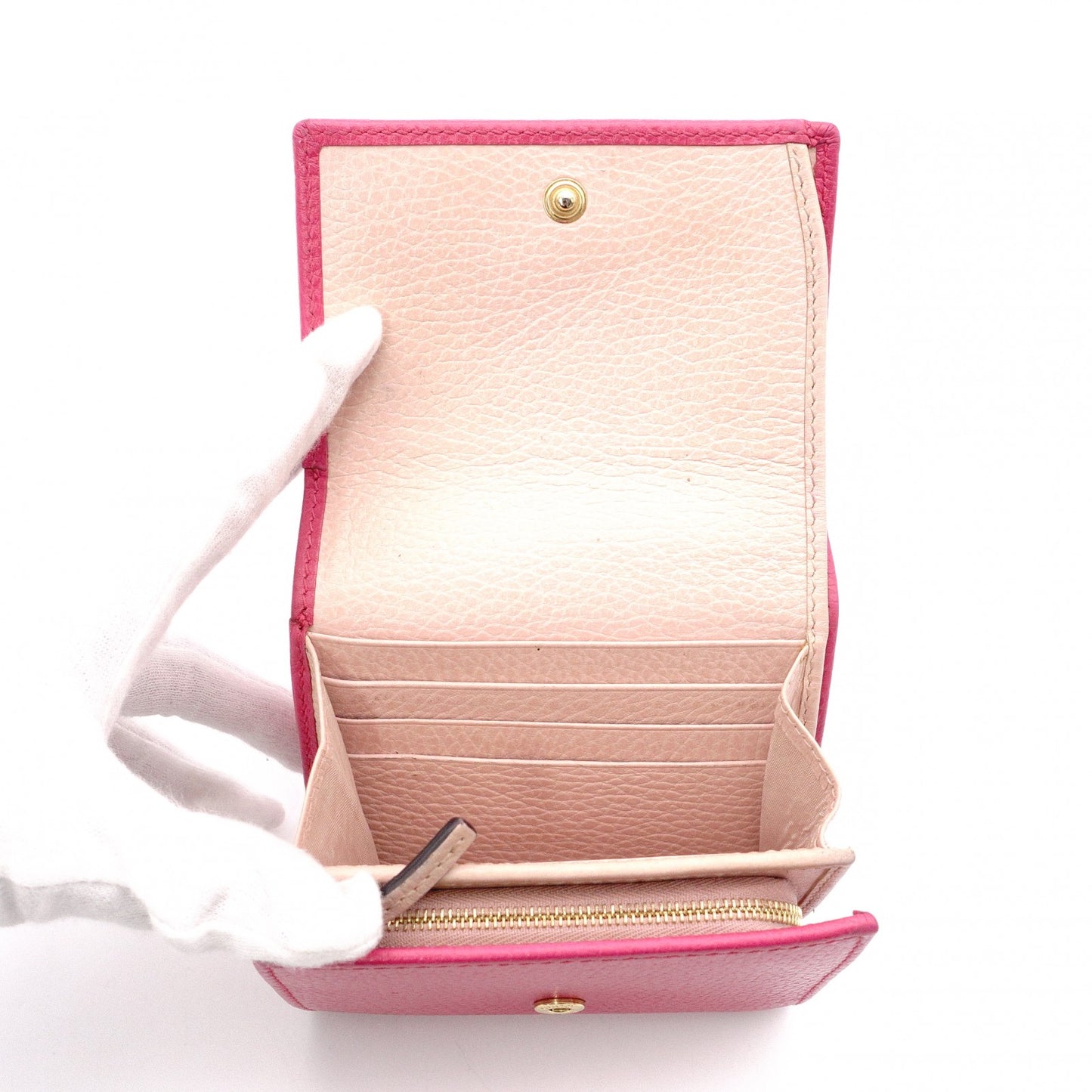 GUCCI GG Marmont Bifold Wallet, Leather, Pink, Gold Hardware