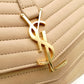 Saint Laurent Surpis V-Stitch Chain Shoulder Bag Beige Leather Gold Hardware YSL Crossbody 7-11-197