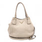 PRADA Vittello Dino Handbag, 2-Way, Leather, Beige, Women's