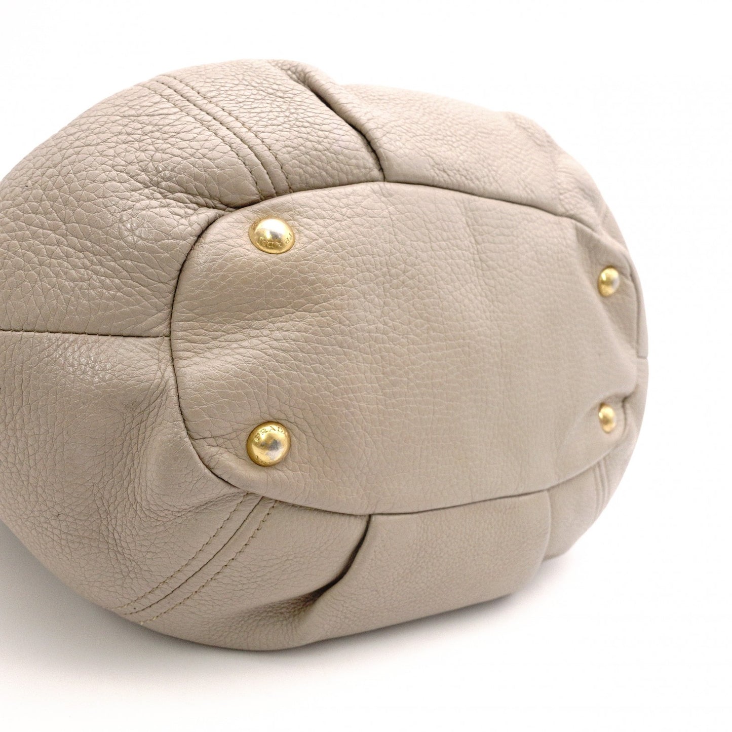 PRADA Vittello Dino Handbag, 2-Way, Leather, Beige, Women's