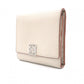 LOEWE Anagram Tri-fold Wallet, Leather, Beige, with Silver Hardware