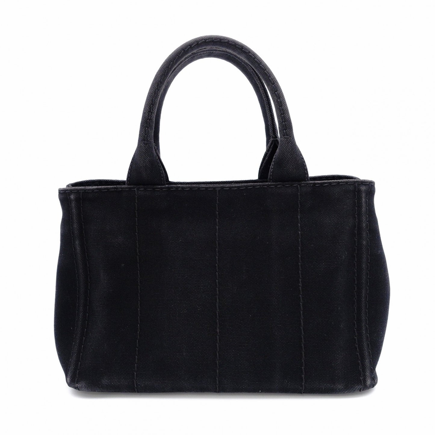PRADA Canapa Mini Handbag Canvas Black 2-Way