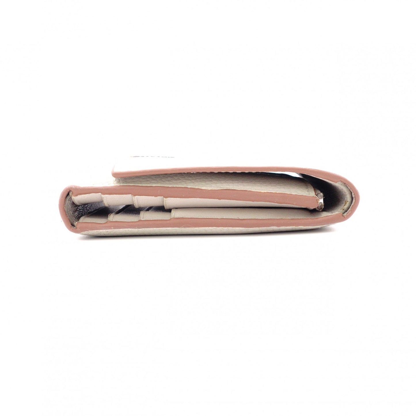 LOEWE Anagram Tri-fold Wallet, Leather, Beige, with Silver Hardware