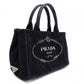 PRADA Canapa Mini Handbag Canvas Black 2-Way