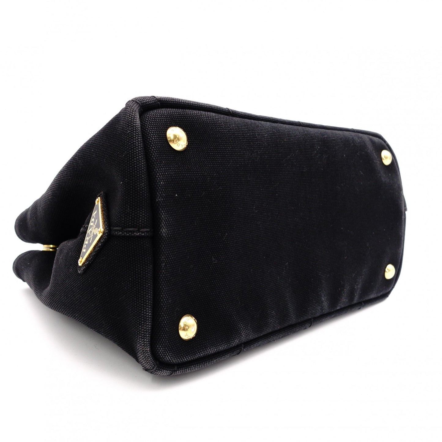 PRADA Canapa Mini Handbag Canvas Black 2-Way