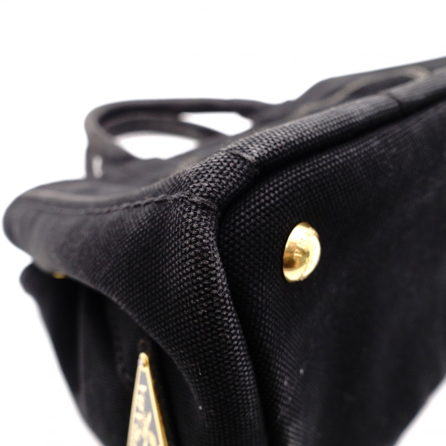 PRADA Canapa Mini Handbag Canvas Black 2-Way