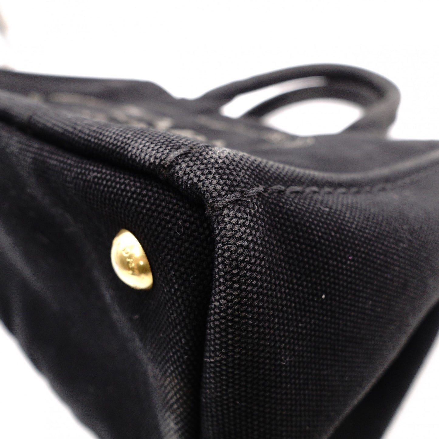 PRADA Canapa Mini Handbag Canvas Black 2-Way